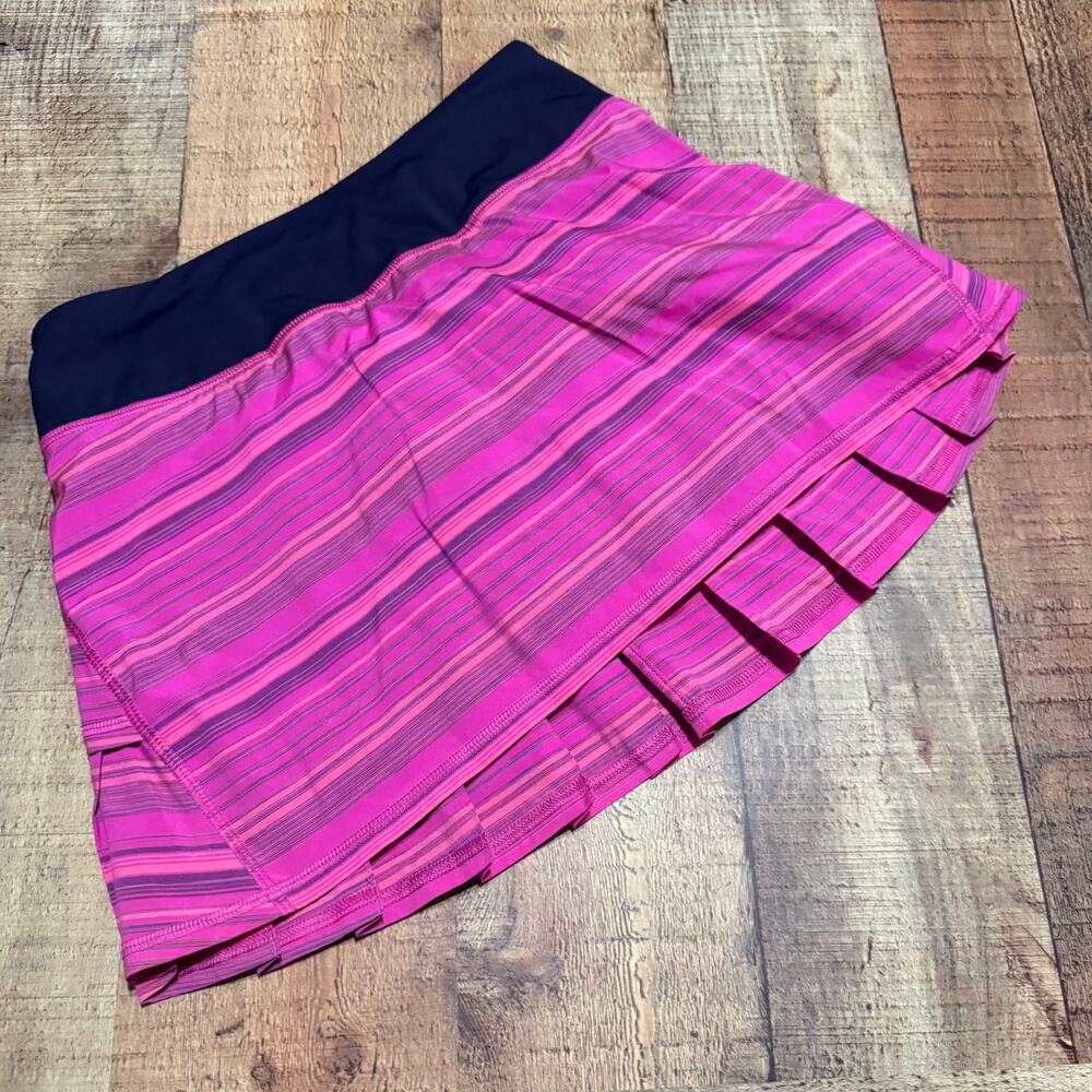 Lululemon Elevation Stripe Pow Pink Pace Setter Skort Skirt Sz 2 Run Athletic